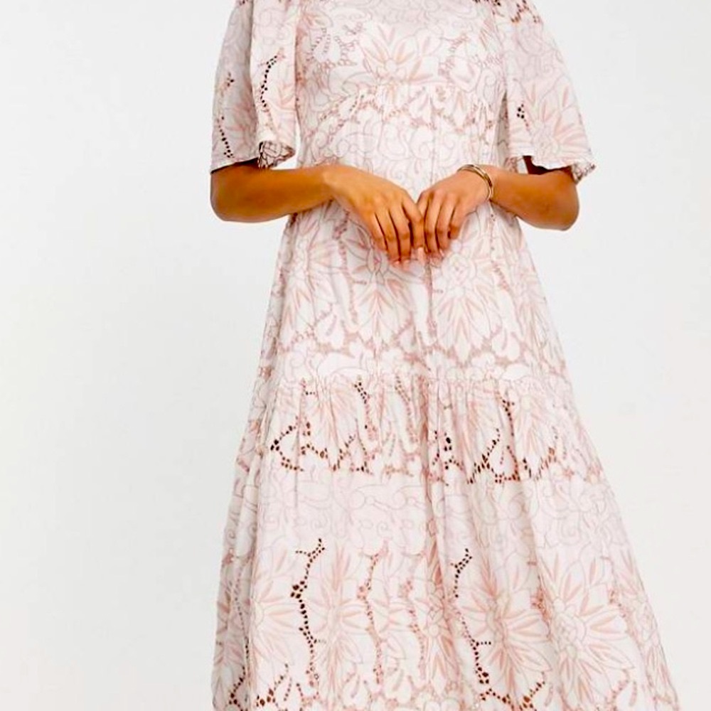 ASOS Design  Cream Floral Broderie Anglaise Just gorgeous Dress NWOT, Size 12 - Picture 5 of 11